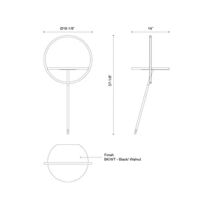 Maya 18-in Black/Walnut LED Floor Lamp