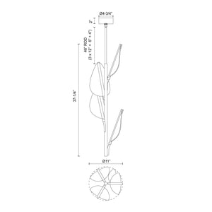 Flora 4 Head Natural Brass LED Pendant