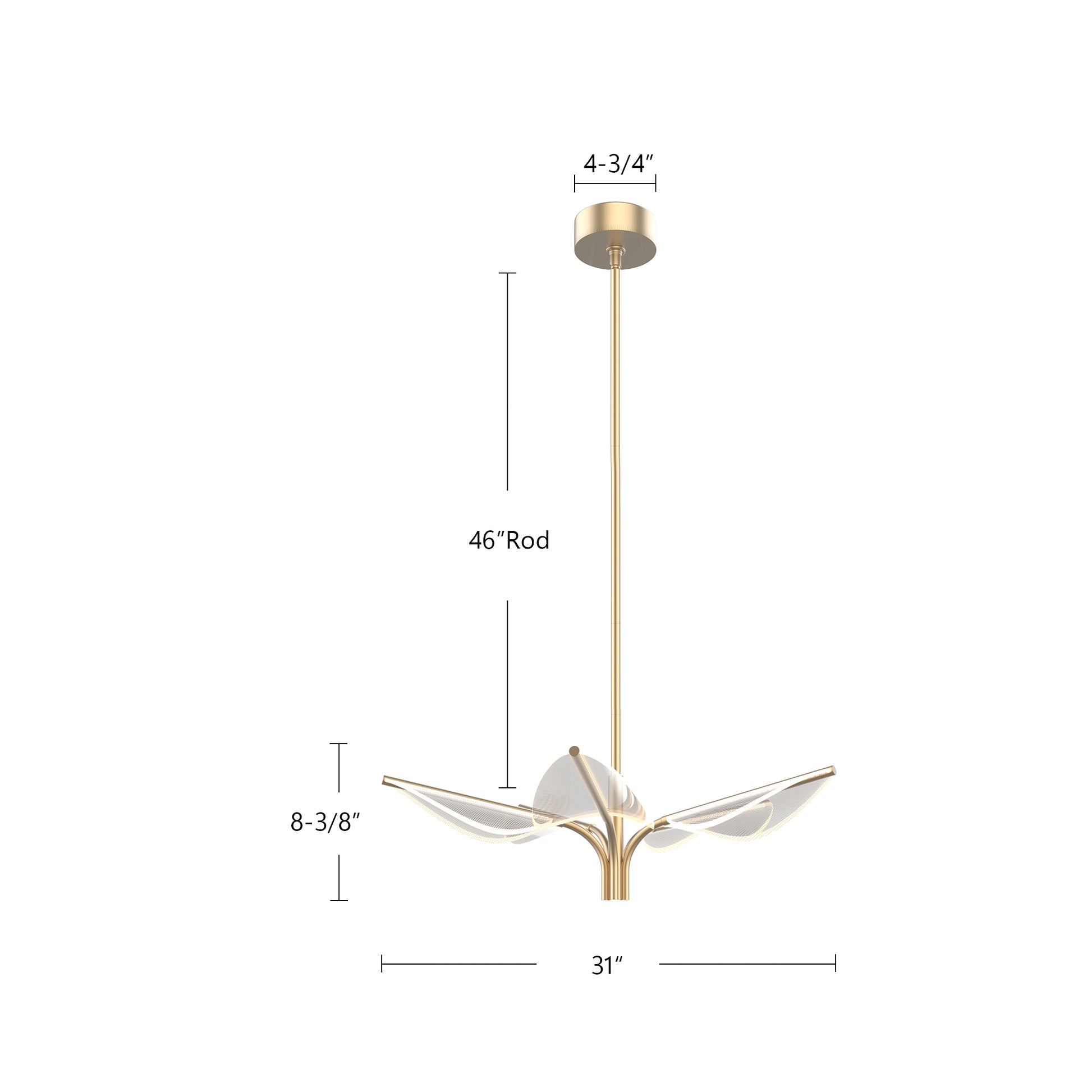 Flora 5 Head Natural Brass LED Pendant
