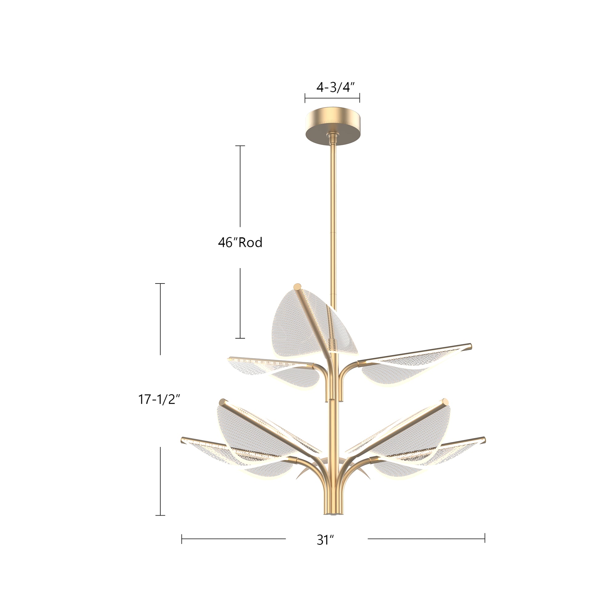Flora 8 Head Natural Brass LED Pendant