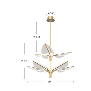 Flora 8 Head Natural Brass LED Pendant