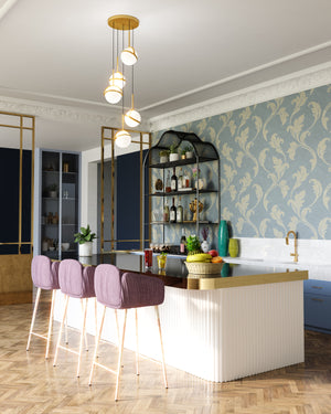 Globo 5 Head Brushed Gold LED Multi Pendant