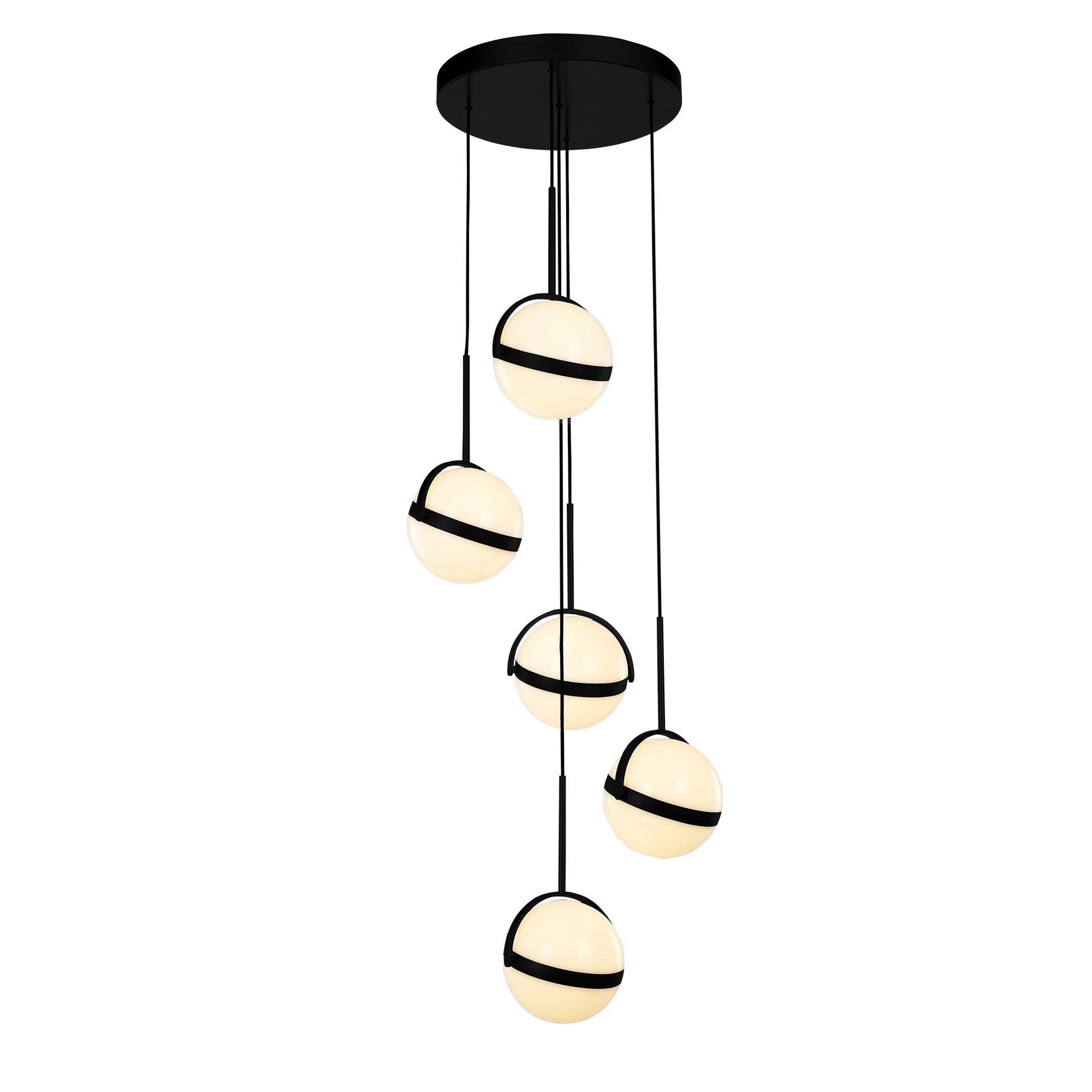 Globo 5 Head Brushed Gold LED Multi Pendant