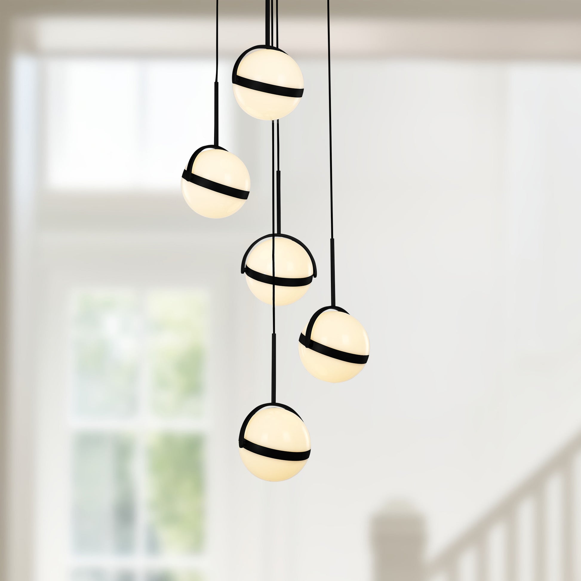 Globo 5 Head Brushed Gold LED Multi Pendant