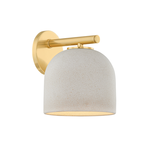 Mitzi CARA Wall Sconce in AGED BRASS/CERAMIC CREAM PEBBLE