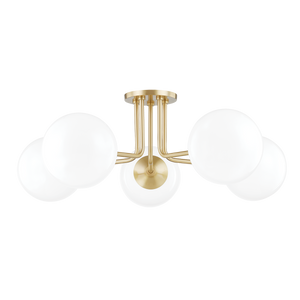 Mitzi Stella Semi Flush in Aged Brass