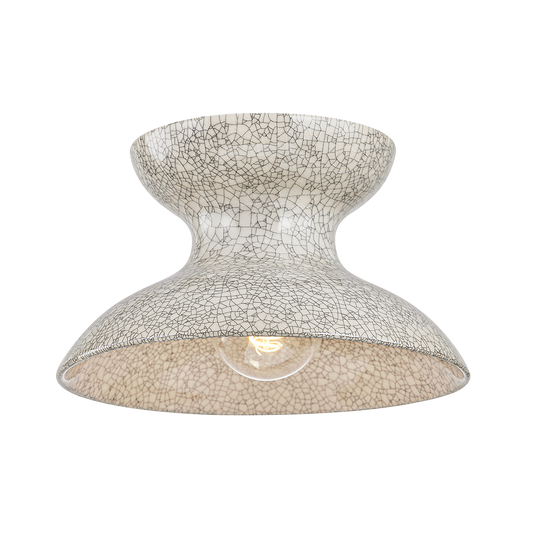 Mitzi Carina Flush Mount in AGED BRASS/CERAMIC BELGIAN CRACKLE