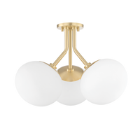 Mitzi Estee Semi Flush in Aged Brass