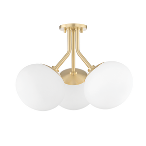 Mitzi Estee Semi Flush in Aged Brass
