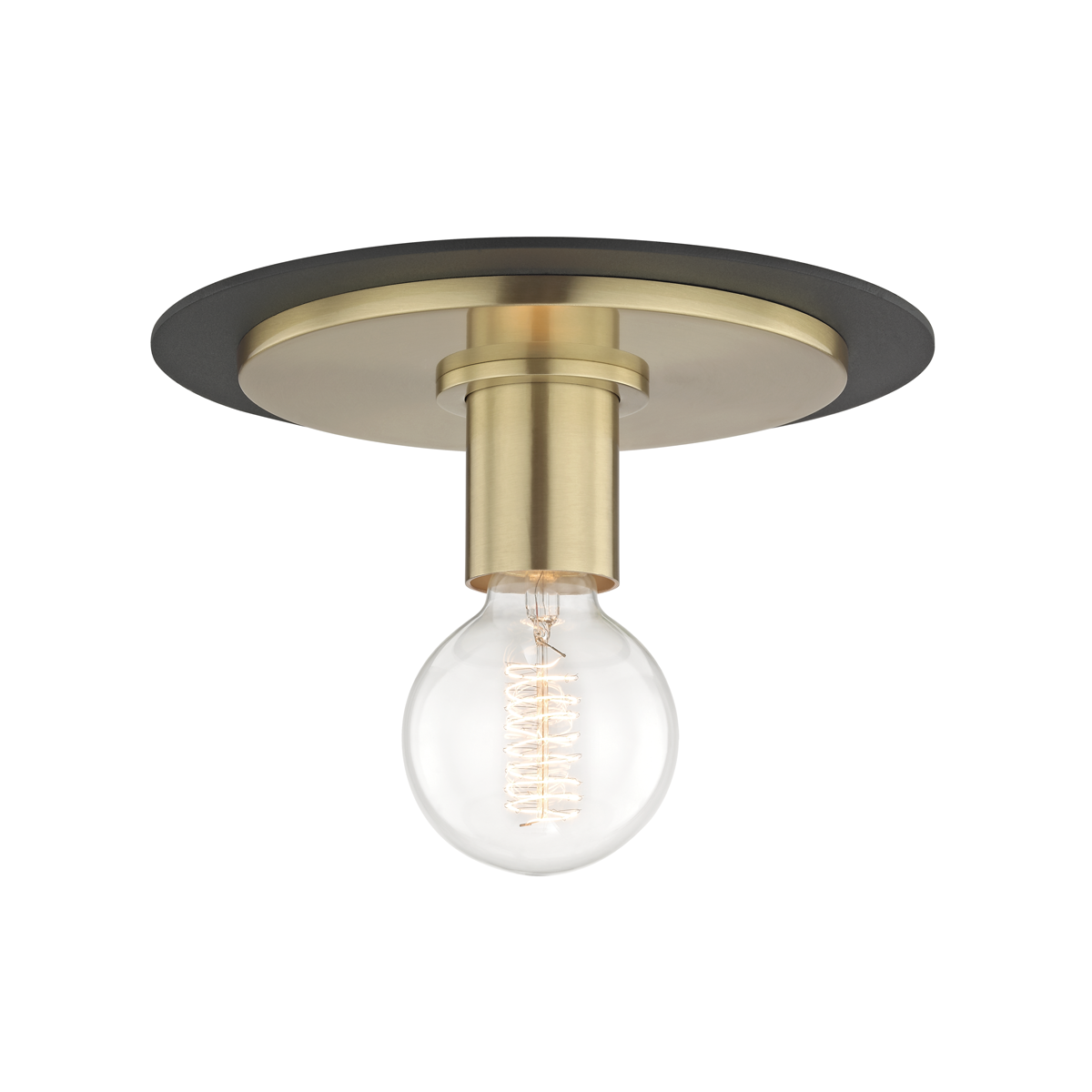 Mitzi Milo Flush Mount in Aged Brass/black