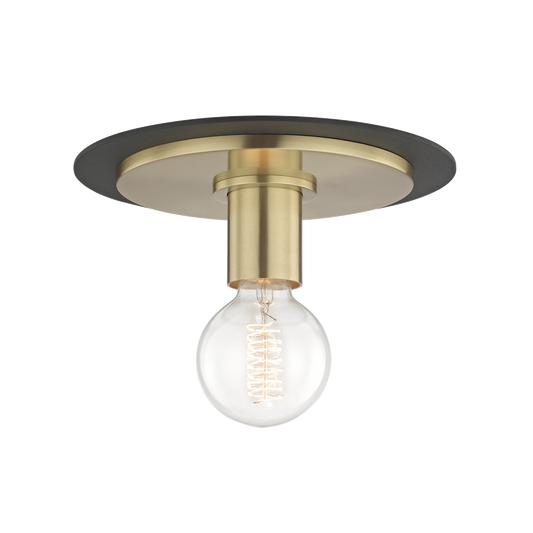 Mitzi Milo Flush Mount in Aged Brass/black