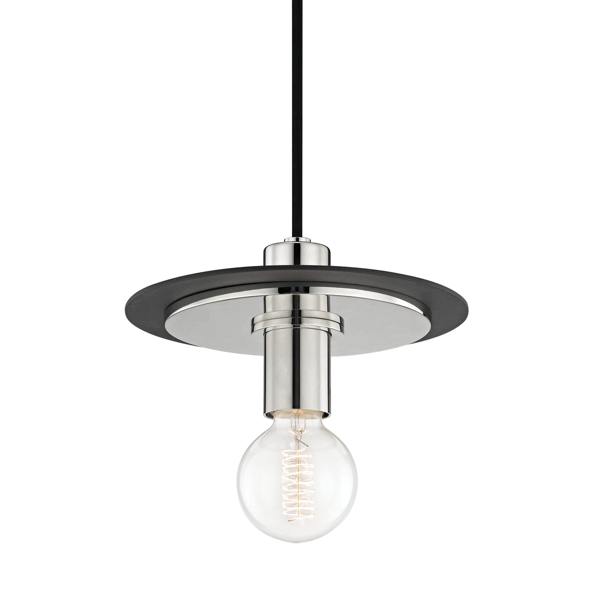 Mitzi Milo Pendant in Polished Nickel/black
