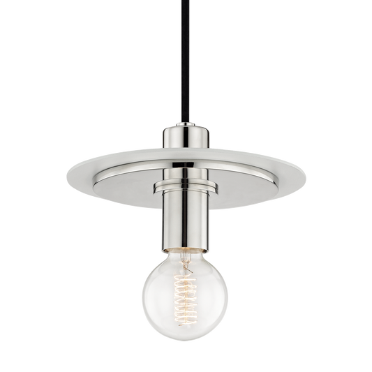 Mitzi Milo Pendant in Polished Nickel/white