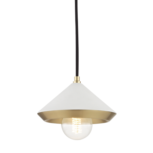 Mitzi Marnie Pendant in Aged Brass/soft Off White