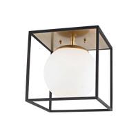 Mitzi Aira Flush Mount in Aged Brass/black