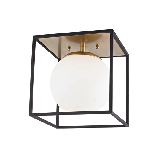Mitzi Aira Flush Mount in Aged Brass/black