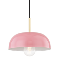Mitzi Avery Pendant in Aged Brass/pink
