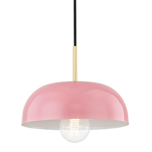 Mitzi Avery Pendant in Aged Brass/pink