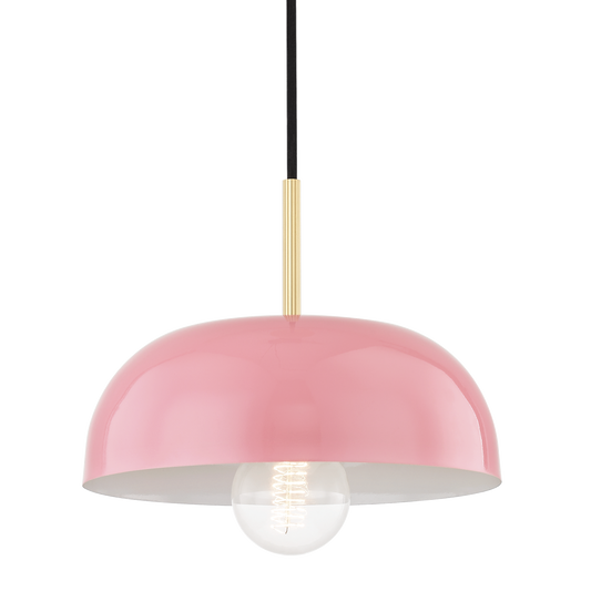 Mitzi Avery Pendant in Aged Brass/pink