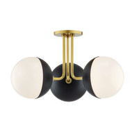 Mitzi Renee Semi Flush in Aged Brass/black