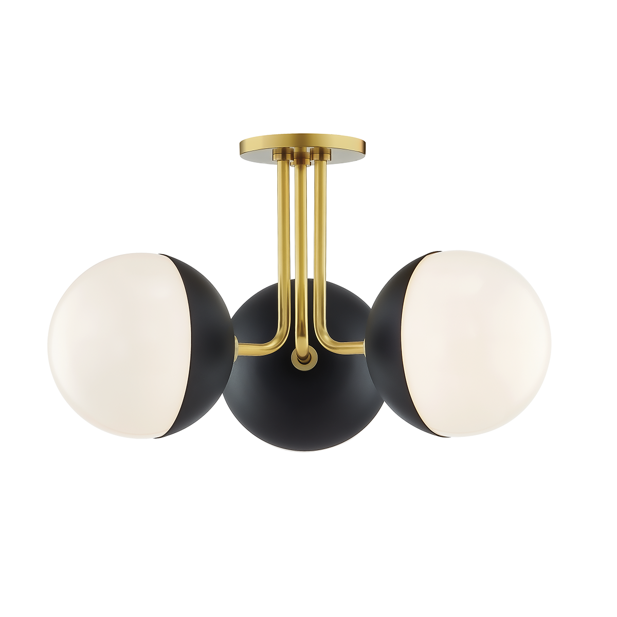 Mitzi Renee Semi Flush in Aged Brass/black