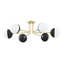 Mitzi Renee Semi Flush in Aged Brass/black