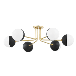 Mitzi Renee Semi Flush in Aged Brass/black