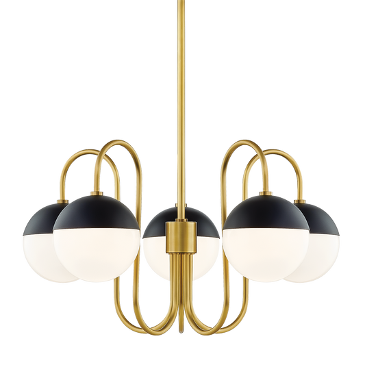 Mitzi Renee Chandelier in Aged Brass/black
