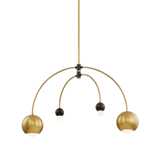 Mitzi Willow Chandelier in Aged Brass/black