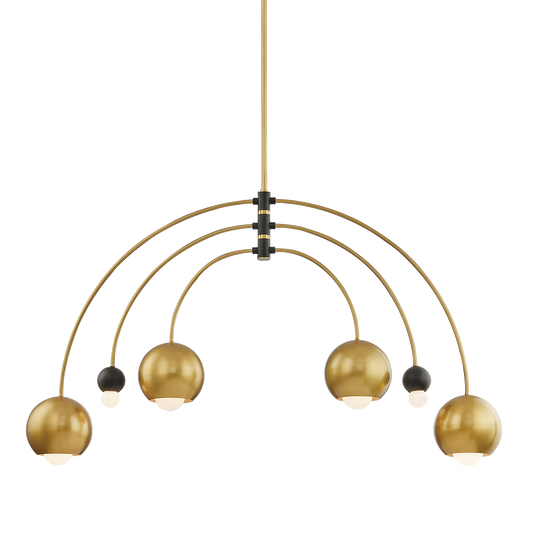 Mitzi Willow Chandelier in Aged Brass/black