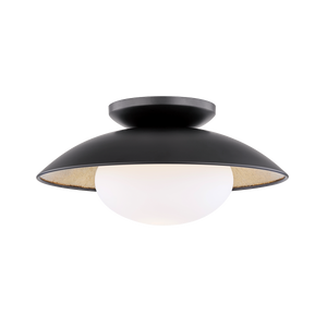 Mitzi Cadence Semi Flush in Black Lustro/gold Leaf Combo