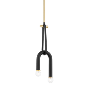 Mitzi Whit Pendant in Aged Brass/black