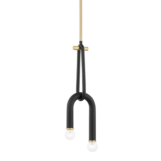 Mitzi Whit Pendant in Aged Brass/black