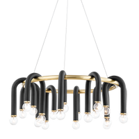 Mitzi Whit Chandelier in Aged Brass/black