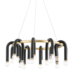 Mitzi Whit Chandelier in Aged Brass/black