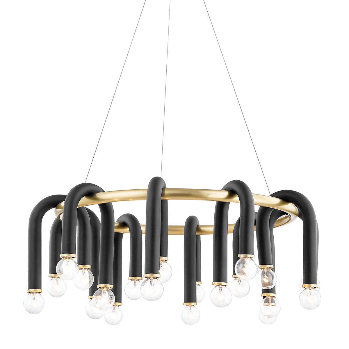 Mitzi Whit Chandelier in Aged Brass/black