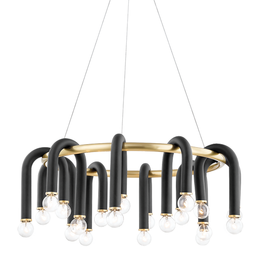 Mitzi Whit Chandelier in Aged Brass/black