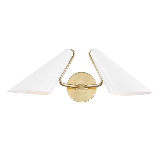 Mitzi Talia Wall Sconce in Aged Brass/dove Gray Combo