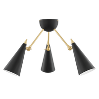 Mitzi Moxie Semi Flush in Aged Brass/black