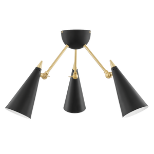 Mitzi Moxie Semi Flush in Aged Brass/black