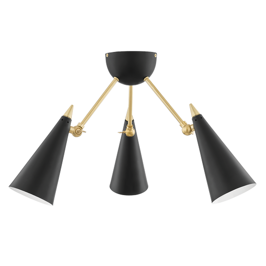 Mitzi Moxie Semi Flush in Aged Brass/black