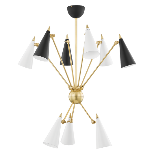 Mitzi Moxie Chandelier in Aged Brass/black/white Combo