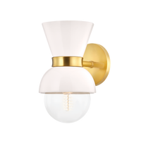 Mitzi Gillian Wall Sconce in AGED BRASS/CERAMIC GLOSS CREAM