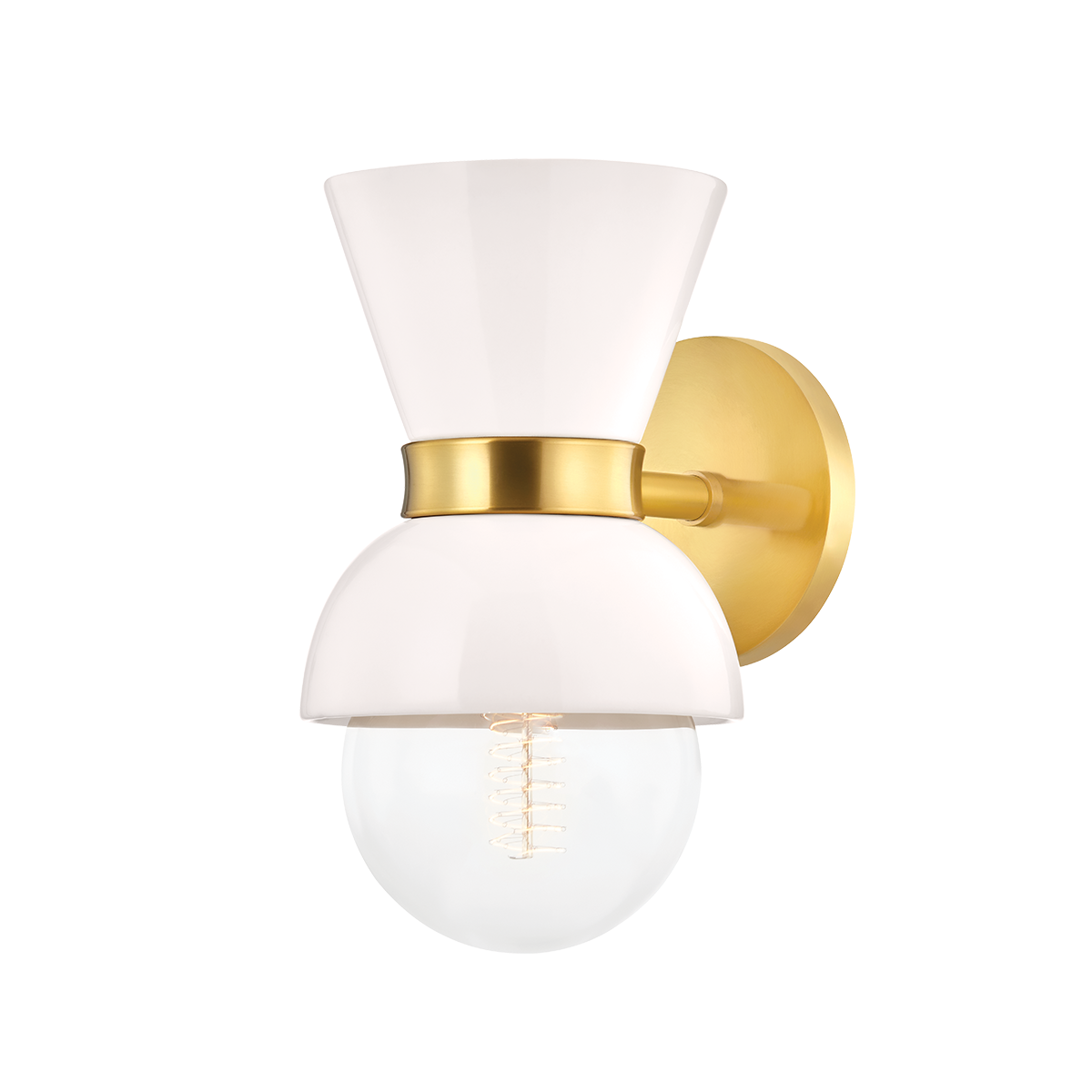 Mitzi Gillian Wall Sconce in AGED BRASS/CERAMIC GLOSS CREAM