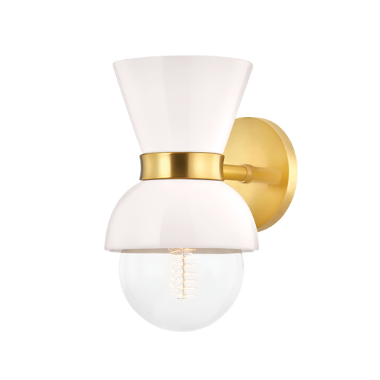 Mitzi Gillian Wall Sconce in AGED BRASS/CERAMIC GLOSS CREAM