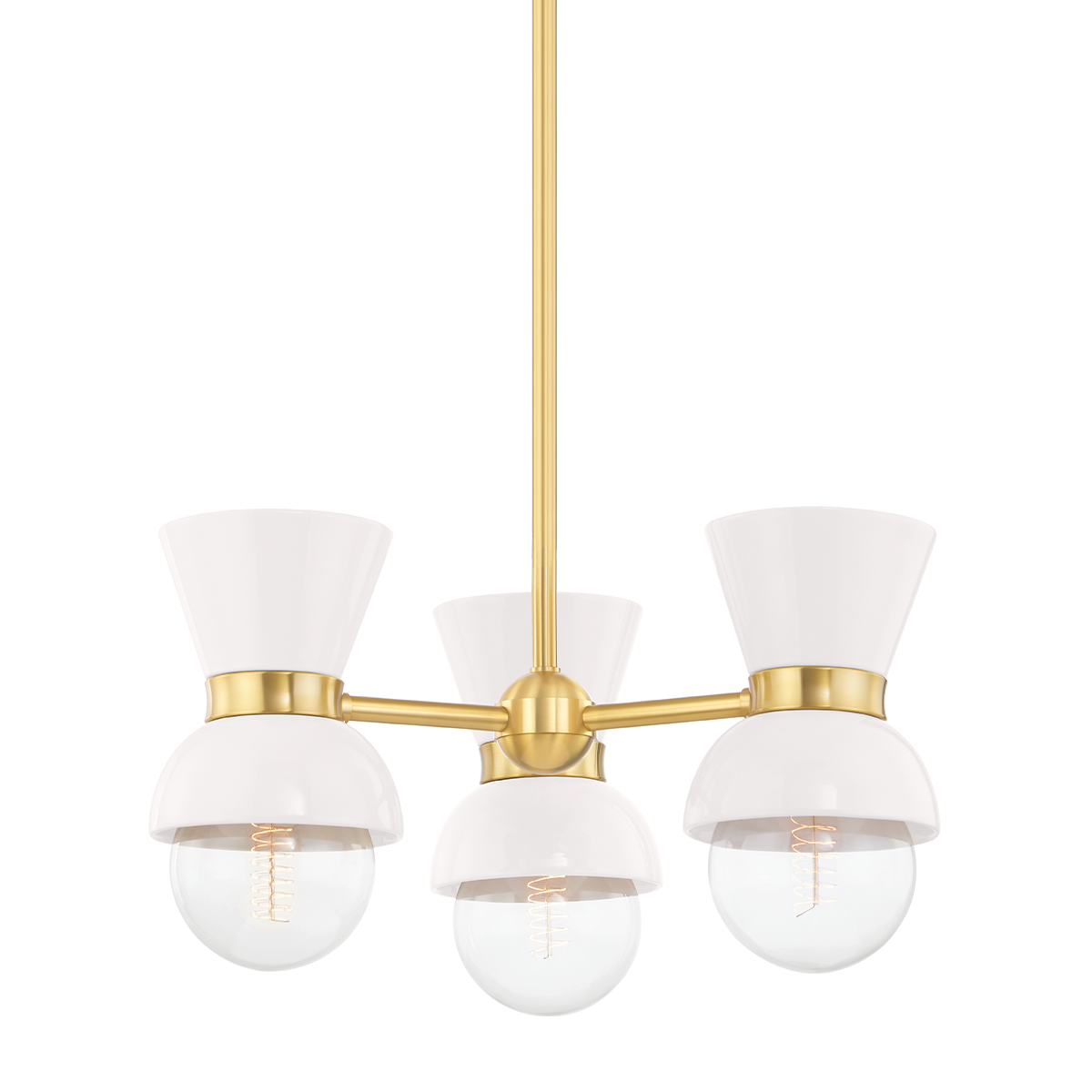 Mitzi Gillian Semi Flush in AGED BRASS/CERAMIC GLOSS CREAM