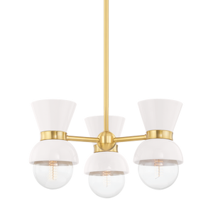 Mitzi Gillian Semi Flush in AGED BRASS/CERAMIC GLOSS CREAM