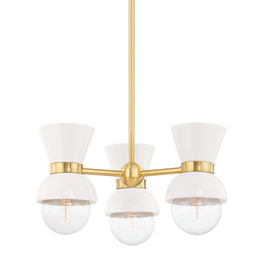 Mitzi Gillian Semi Flush in AGED BRASS/CERAMIC GLOSS CREAM