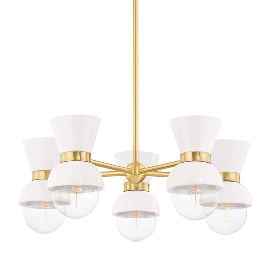 Mitzi Gillian Chandelier in AGED BRASS/CERAMIC GLOSS CREAM