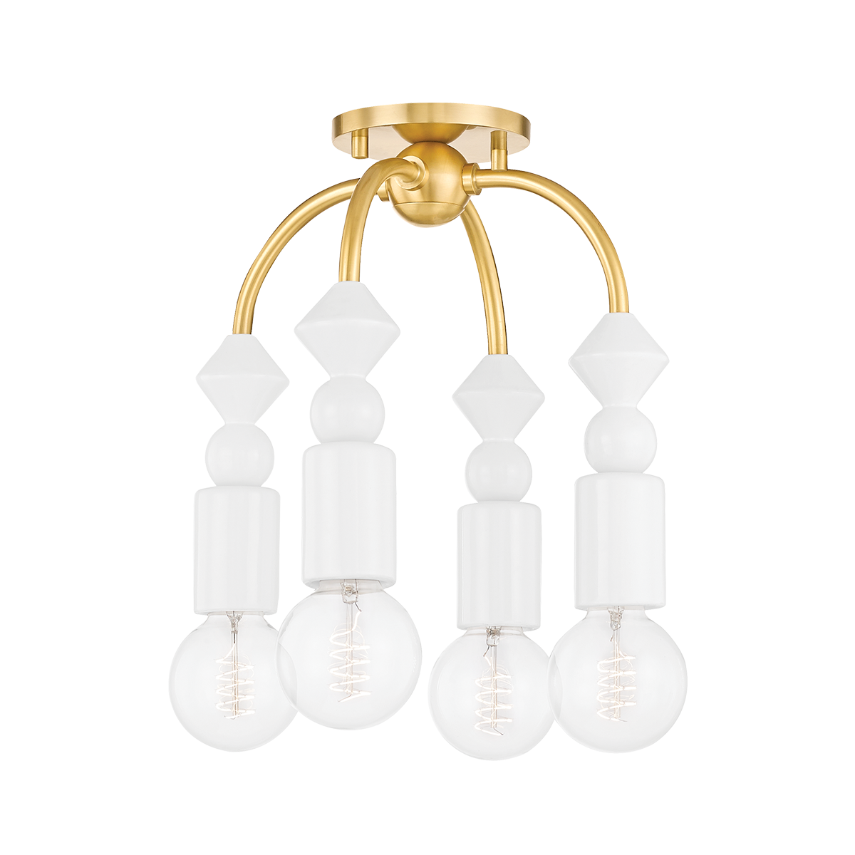 Mitzi Flora Semi Flush in Aged Brass